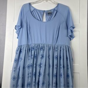 Disney Frozen II Elsa Light Blue Chiffon Short Dress with Snowflakes Women’s 22